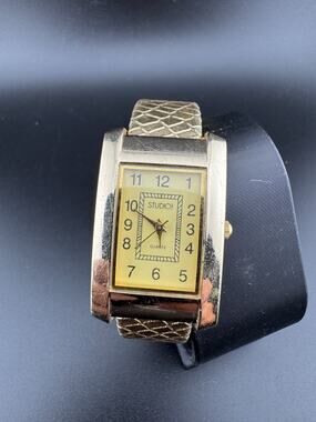 Studio Time Gold-Tone Cuff Watch, Snakeskin Texture